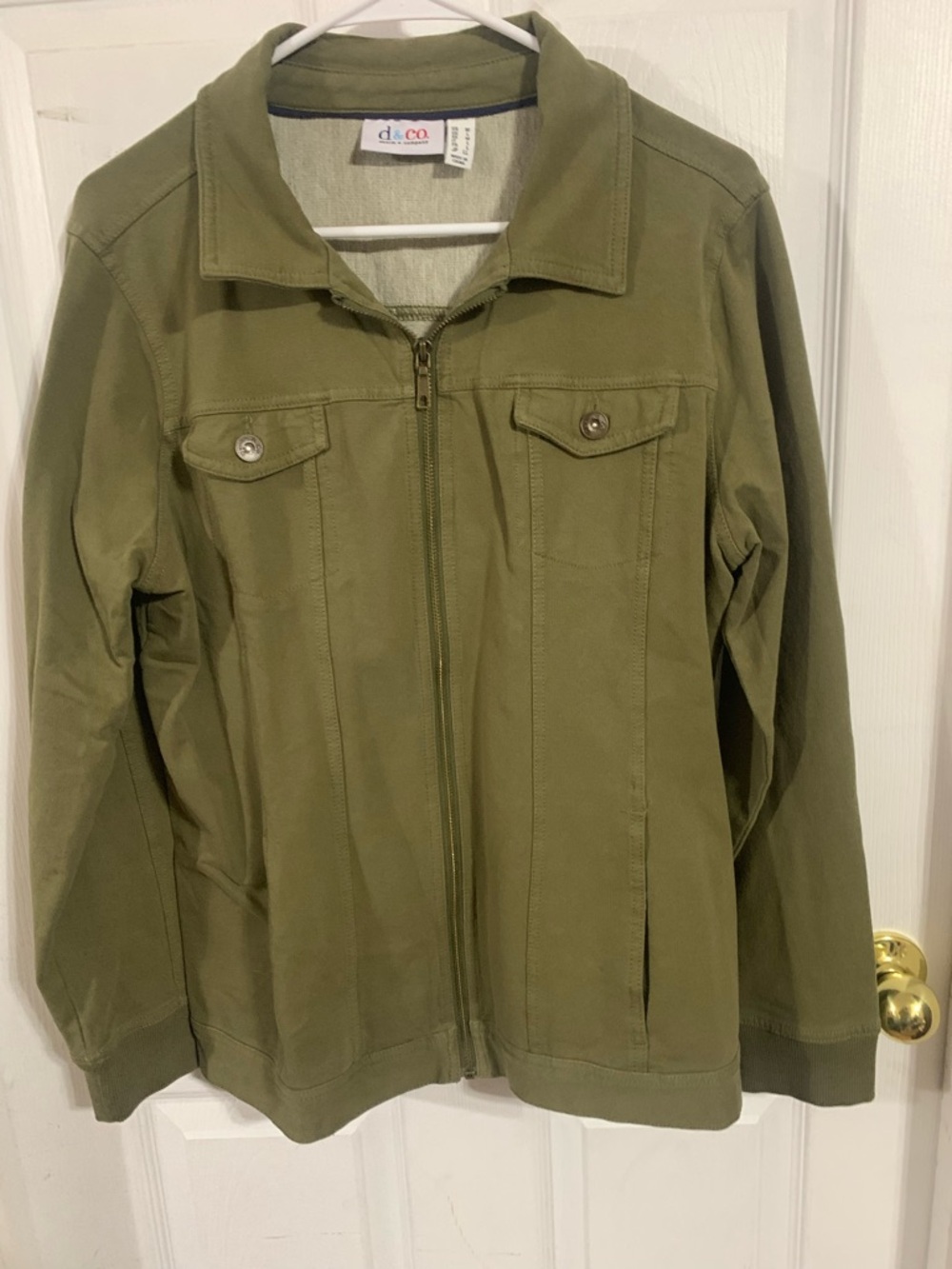 Denim&Co Olive Green Zip Front Jacket